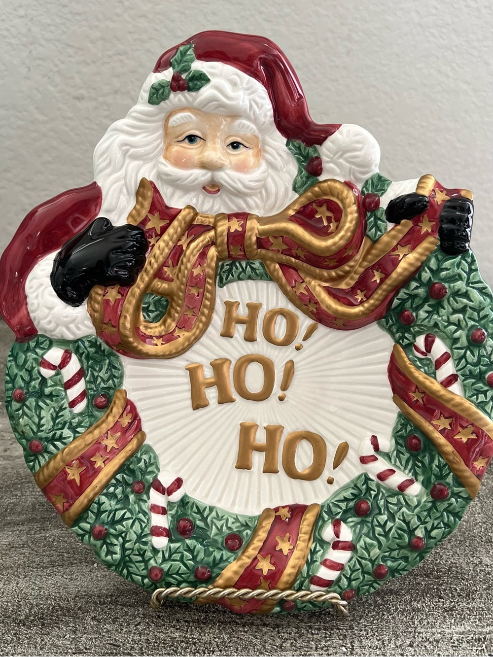 Fitz and Floyd Essentials Christmas SANTA HO HO HO Candy Dish Plate Decor